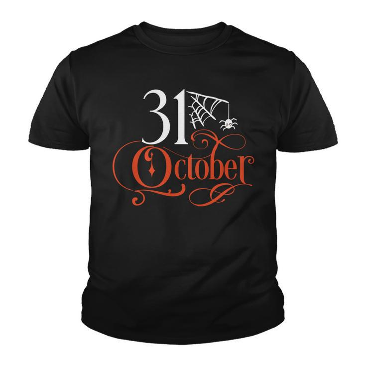 Halloween October 31 Orange And White Youth T-shirt