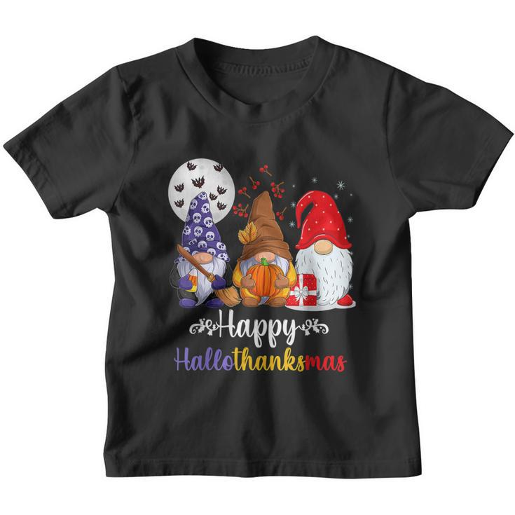 Halloween Thanksgiving Christmas Happy Hallothanksmas Gnomes  V9 Youth T-shirt