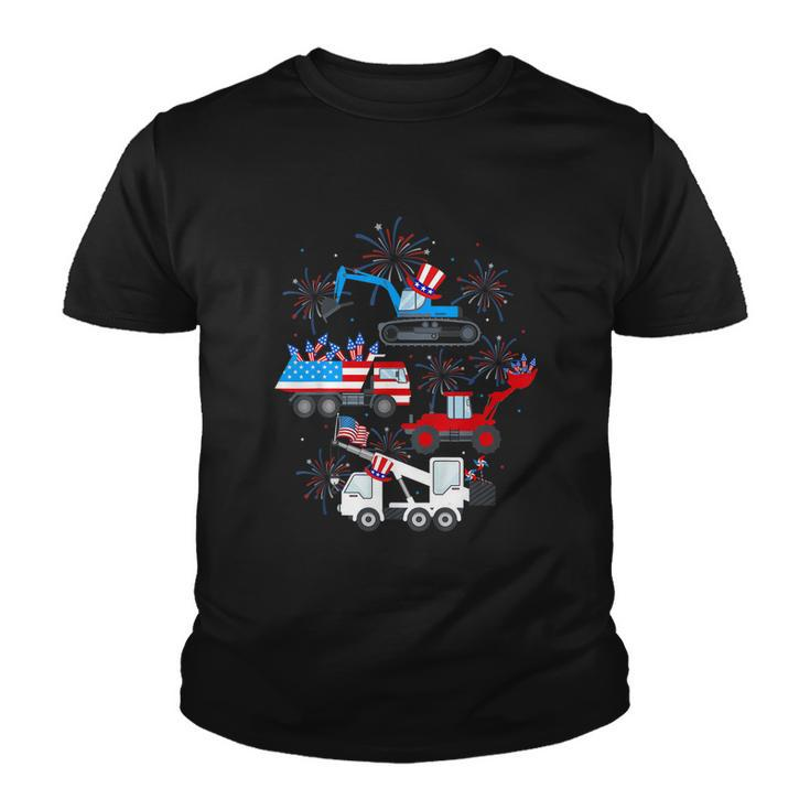 Happy 4Th Of July Crane Truck Construction Toddler Boys Youth T-shirt