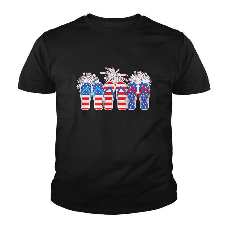 Happy 4Th Of July Flip Flops American Flag Youth T-shirt