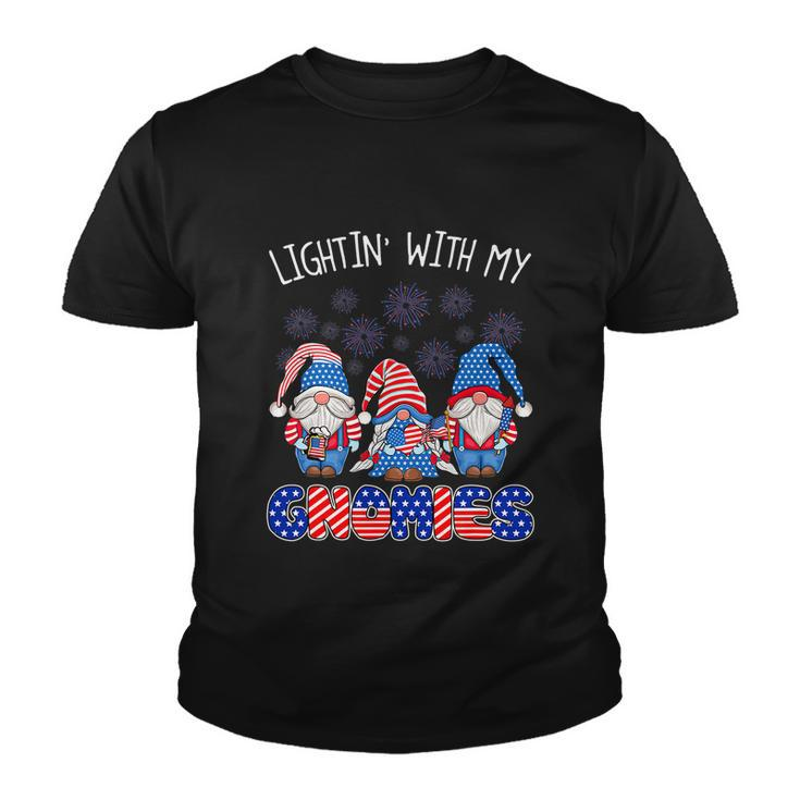 Happy 4Th Of July Lightin With My Gnomes Fireworks Youth T-shirt