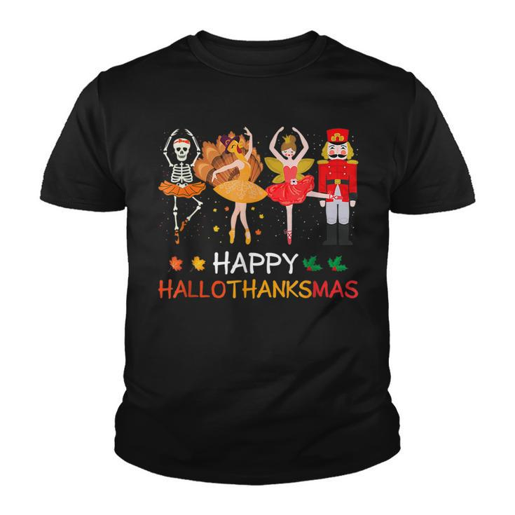 Happy Hallothanksmas Ballet Skeleton Dancing Halloween Party  Youth T-shirt