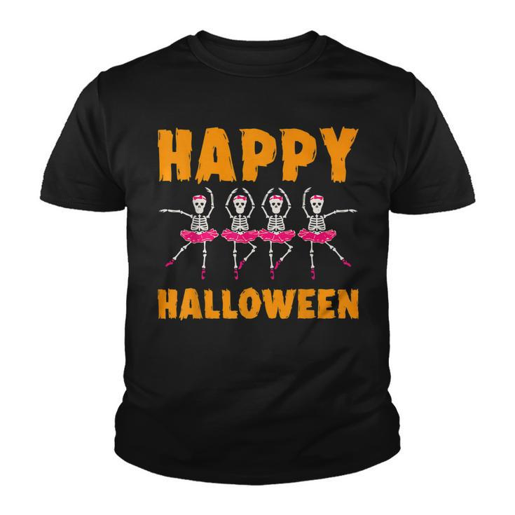 Happy Halloween Lazy Costume Dancing Skeleton Ballerina  Youth T-shirt