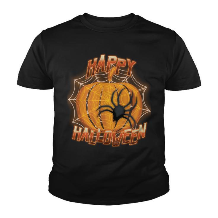 Happy Halloween Spiderweb Pumpkin Youth T-shirt