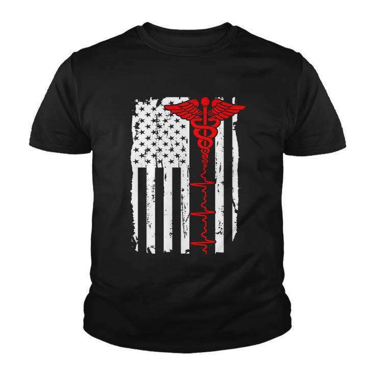 Healthcare Front Line Us Flag Youth T-shirt