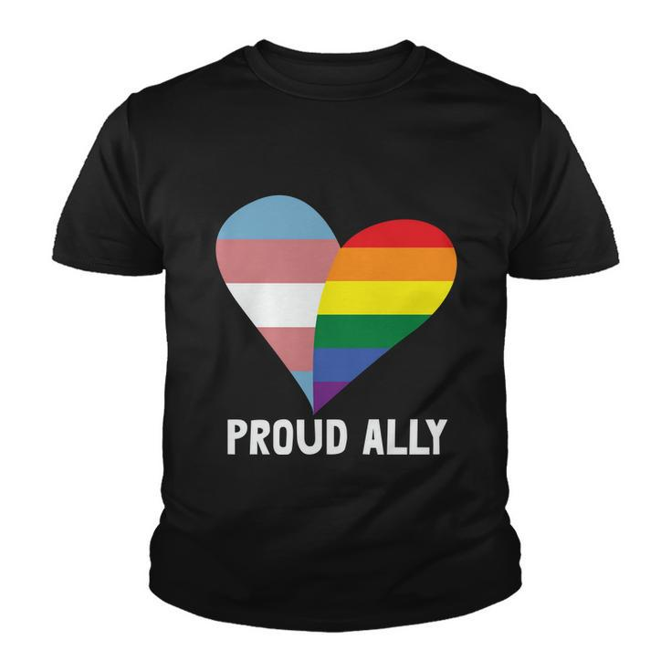 Heart Proud Ally Lgbt Gay Pride Lesbian Bisexual Ally Quote Youth T-shirt