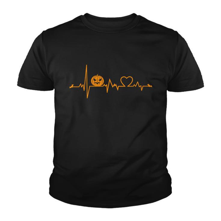 Heartbeat Pumpkin Halloween Quote Youth T-shirt