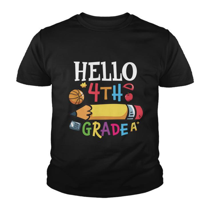 Hello 4Th Grade Pencil First Day Of School Back To School Youth T-shirt