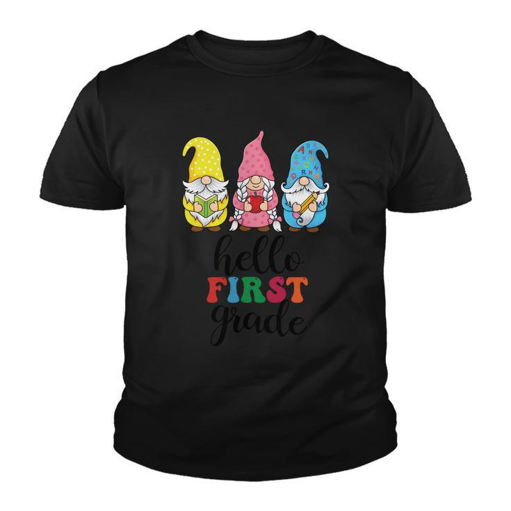 Hello First Grade School Gnome Teacher Students Graphic Plus Size Premium Shirt Youth T-shirt