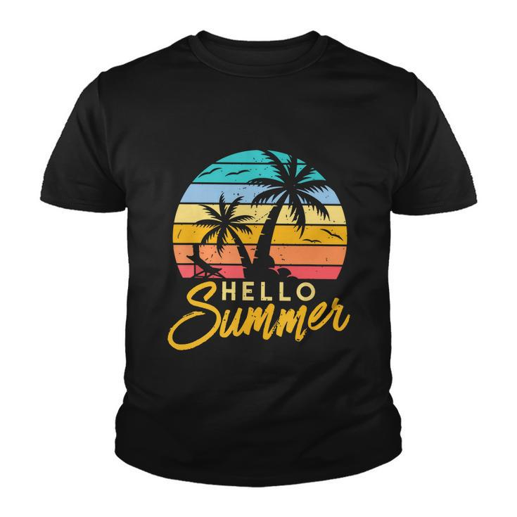 Hello Summer Retro Beach Vacation Youth T-shirt