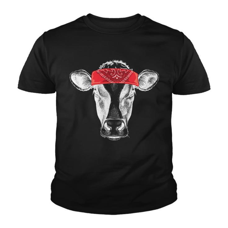 Hippie Cow Red Bandanna Youth T-shirt