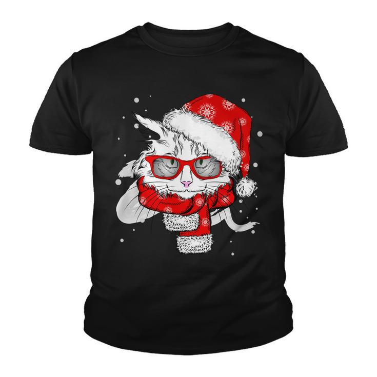 Hipster Christmas Cat Youth T-shirt