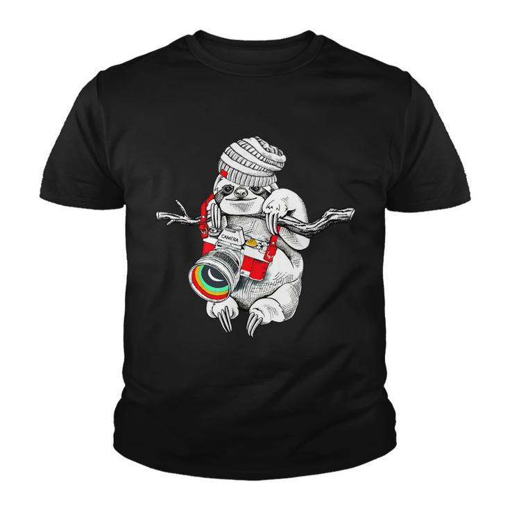 Hipster Sloth With Retro Camera Youth T-shirt