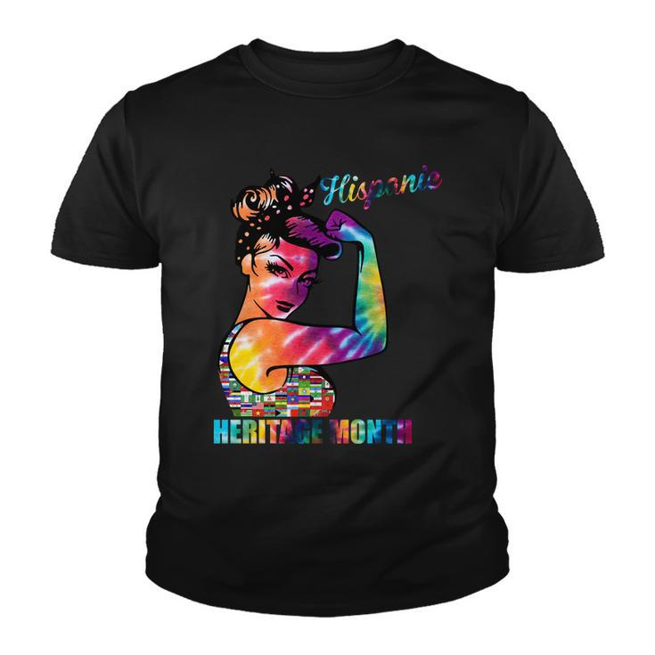 Hispanic Heritage Month Messy Bun Colorful Youth T-shirt