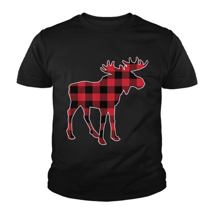 Holiday Plaid Moose Youth T-shirt