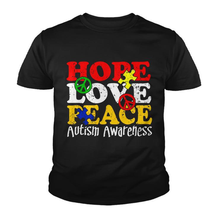 Hope Love Peace Autism Youth T-shirt