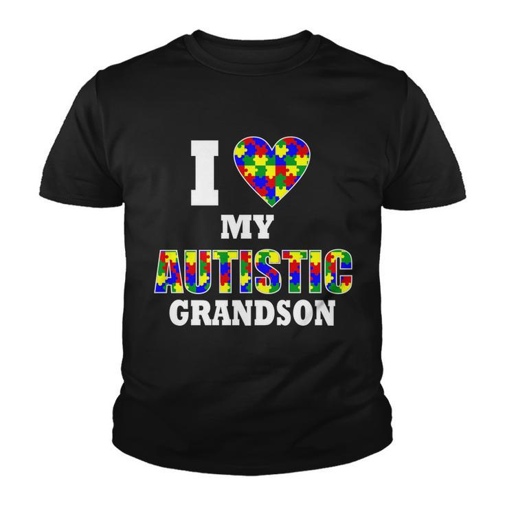 I Love My Autistic Grandson Autism Youth T-shirt