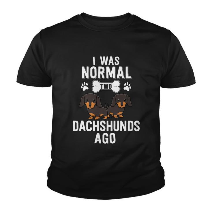 I Was Normal 2 Dachshunds Ago Black Doxie Dog Lover Cute Gift Youth T-shirt
