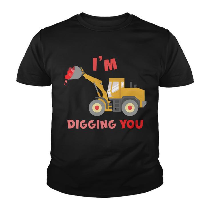 Im Digging You Tractor Valentines Day Youth T-shirt