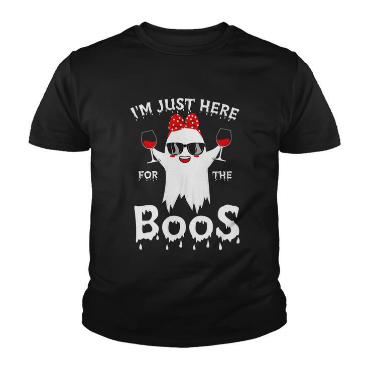 Im Just Here For The Boos Ghost Boo Halloween Quote Youth T-shirt