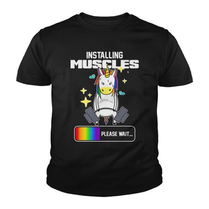 Installing Muscles Unicorn Lifting Youth T-shirt