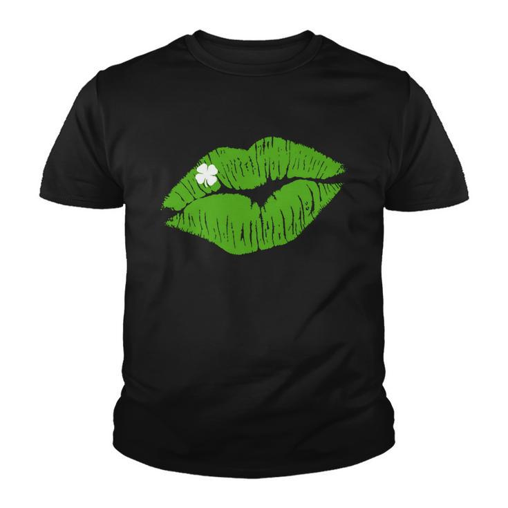 Irish Lips Kiss Clover St Pattys Day Graphic Design Printed Casual Daily Basic Youth T-shirt