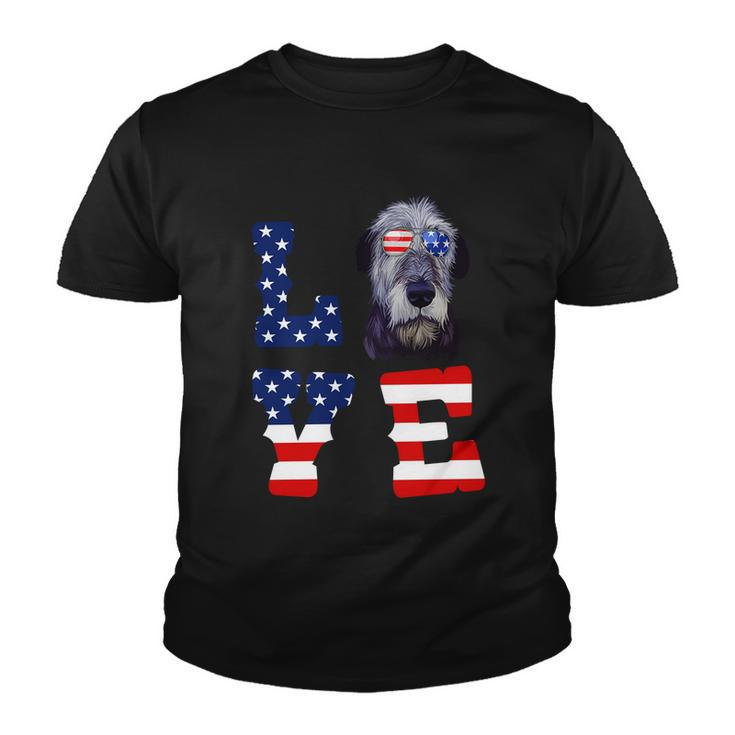 Irish Wolfhound Love Dog American Flag 4Th Of July Usa Funny Gift Youth T-shirt