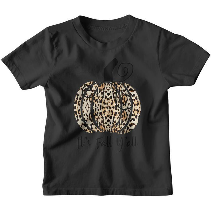 Its Fall Yall Cute Leopard Print Girl Pumpkin Halloween  Youth T-shirt