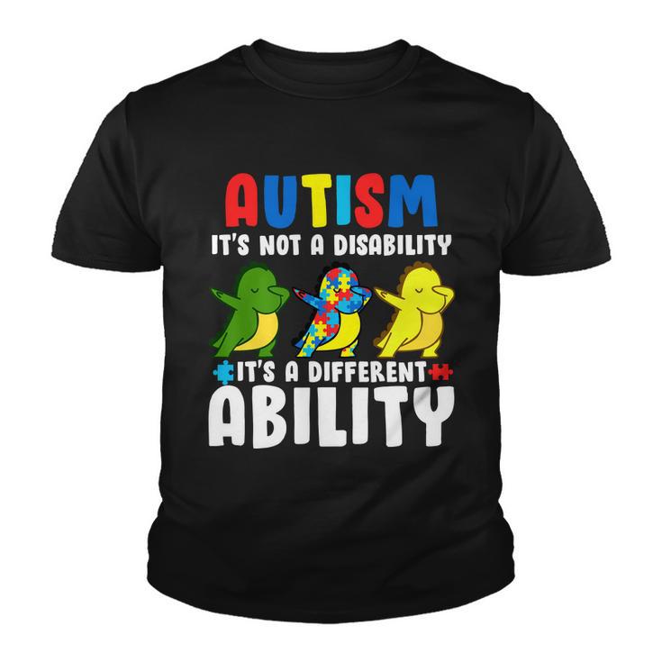 Its Not A Disability Ability Autism Dinosaur Dabbing Tshirt Youth T-shirt