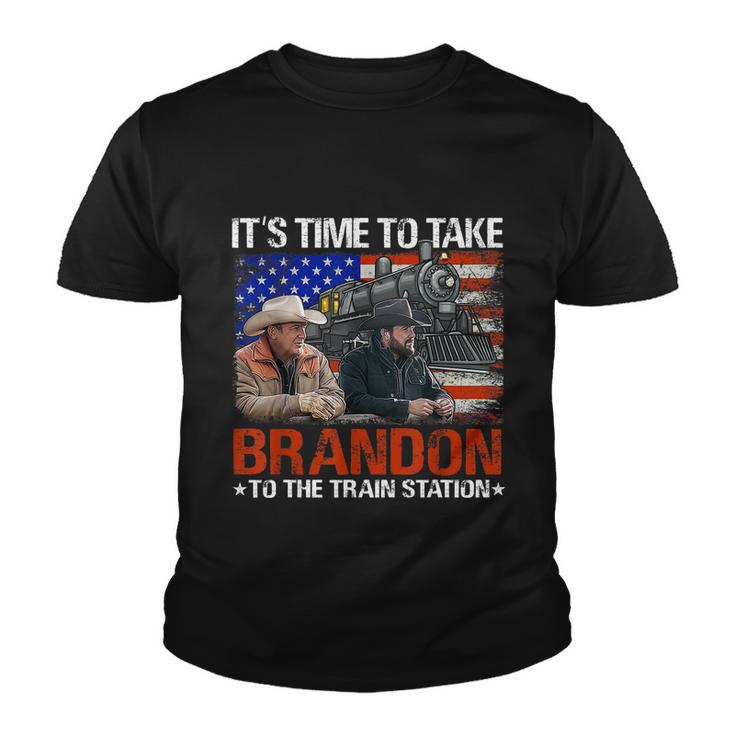 Its Time To Take Brandon To The Train Station America Flag Tshirt Youth T-shirt