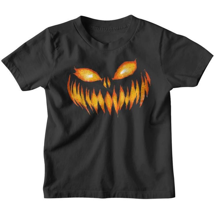 Jack O Lantern Scary Carved Pumpkin Face Halloween Costume  Youth T-shirt