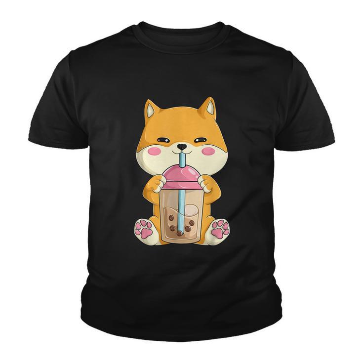 Japanese Shiba Inu Shirts Womenn Girls Kawaii Bubble Boba Tea Youth T-shirt