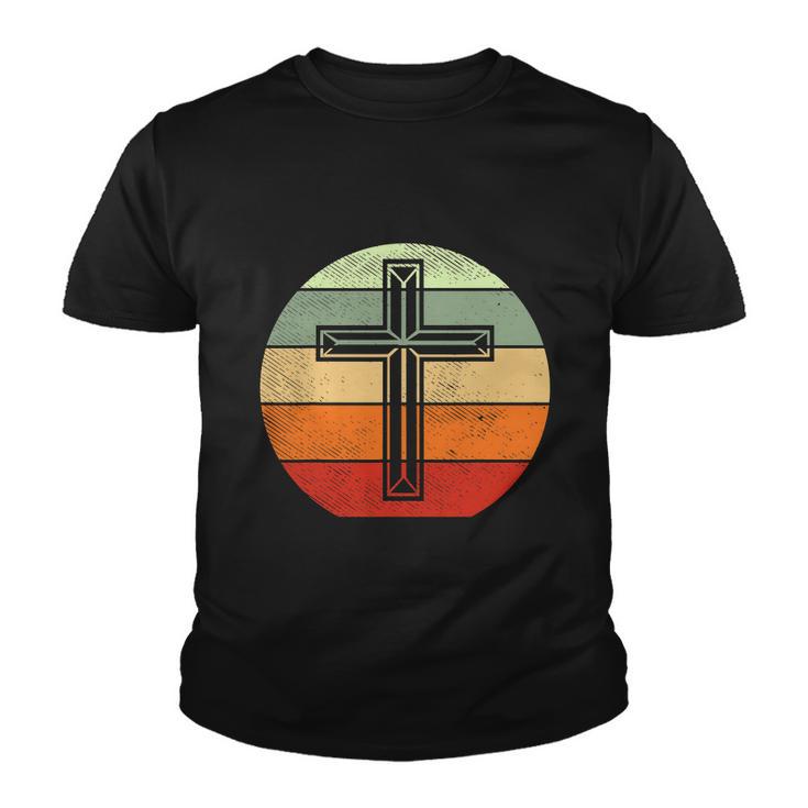 Jesus Retro Cross Christ God Faith Religious Funny Christian Youth T-shirt