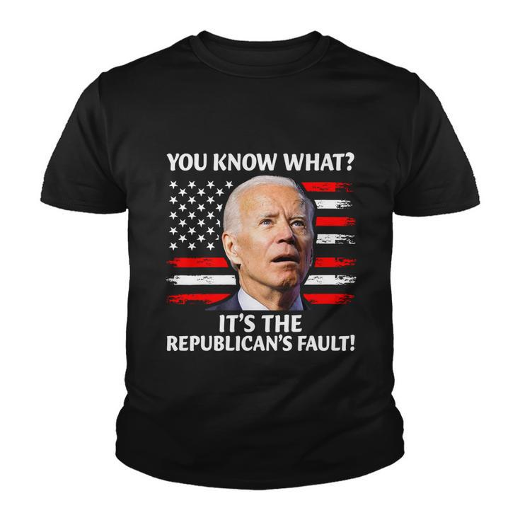 Joe Biden Falling Off Bike Its The Republicans Fault Youth T-shirt