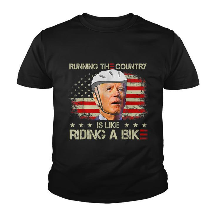 Joe Biden Falling Off Bike Running The Country Is Like Riding A Bike V2 Youth T-shirt