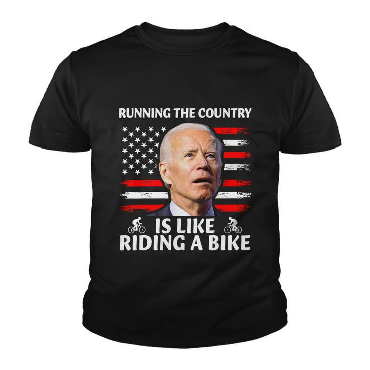 Joe Biden Falling Off Bike Running The Country Is Like Riding A Bike V3 Youth T-shirt