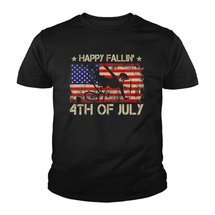 Joe Biden Happy Falling Off Bicycle Biden Bike 4Th Of July Youth T-shirt