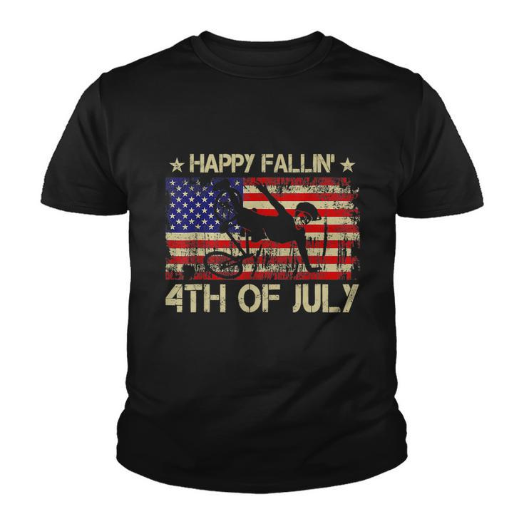 Joe Biden Happy Falling Off Bicycle Biden Bike 4Th Of July Youth T-shirt