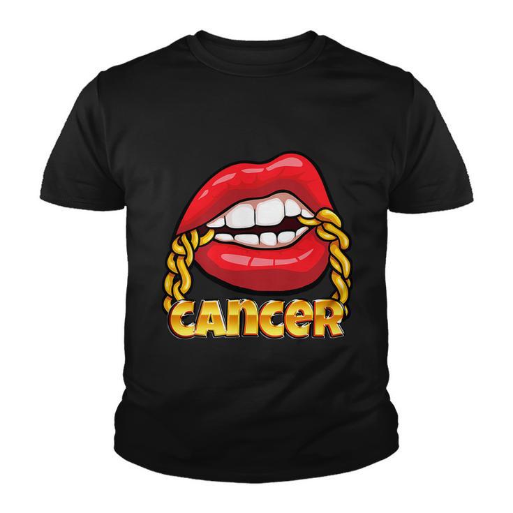 Juicy Lips Gold Chain Cancer Zodiac Sign Youth T-shirt