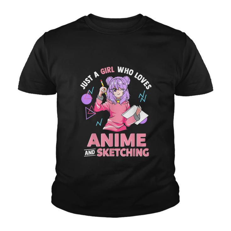 Just A Girl Who Loves Anime And Sketching Youth T-shirt