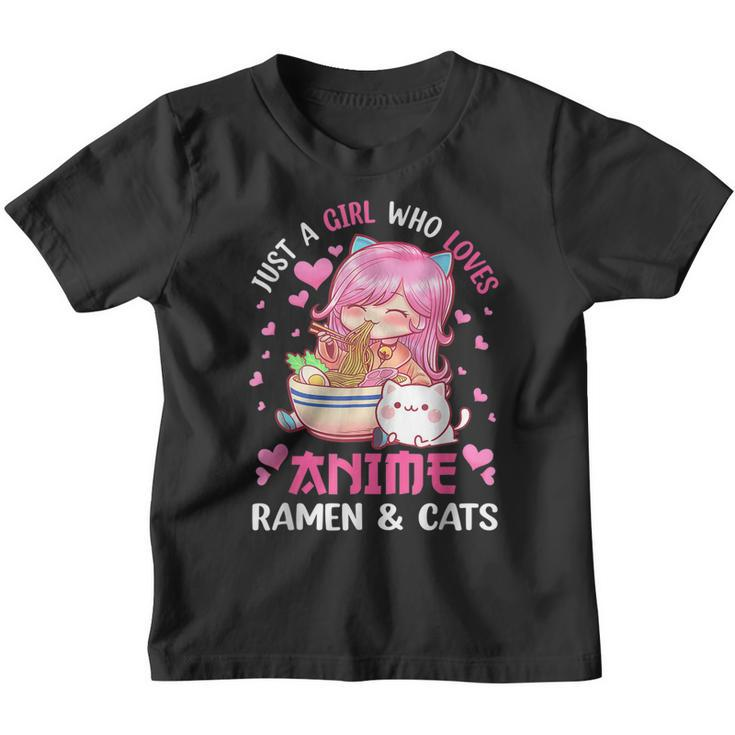 Just A Girl Who Loves Anime Ramen And Cats Kawaii Japanese  Youth T-shirt