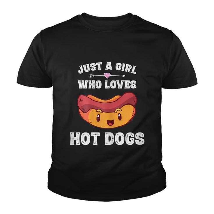 Just A Girl Who Loves Hot Dogs  Funny Hot Dog Graphic Design Printed Casual Daily Basic Youth T-shirt