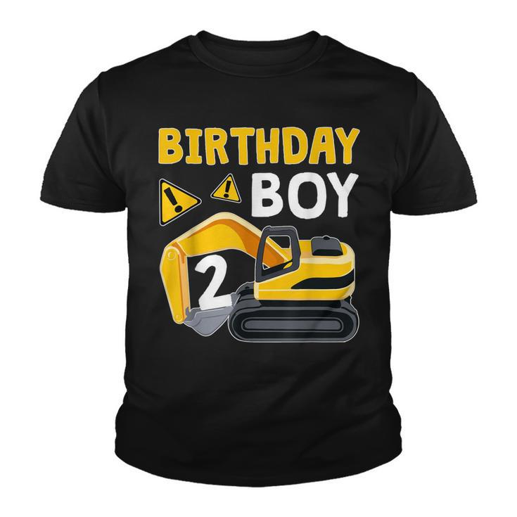 Kids 2 Years Old Boy 2Nd Birthday Gift Boy Toddler Excavator  Youth T-shirt