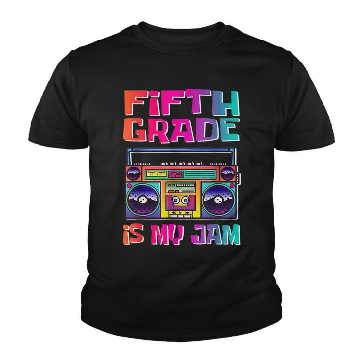 Kids 5Th Grade Is My Jam Vintage 80S Boombox Teacher Student  Youth T-shirt
