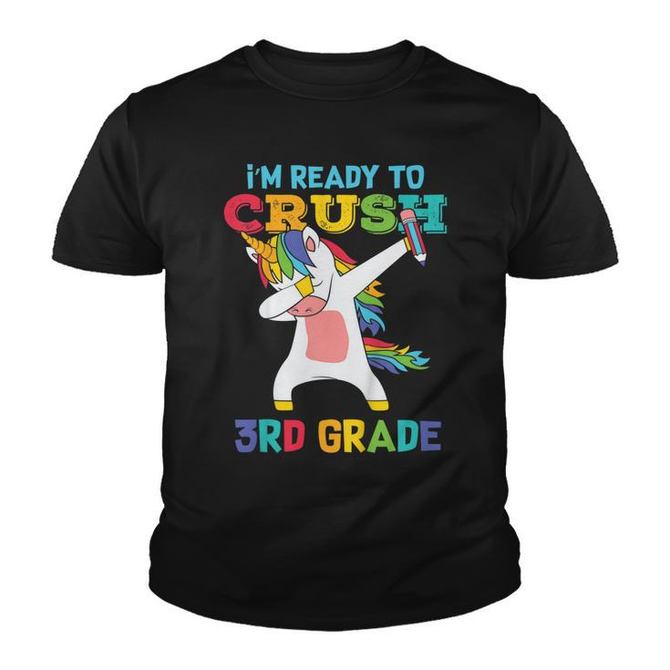 Kids Back To School 3Rd Grade Dabbing Unicorn Im Ready To Crush  Youth T-shirt