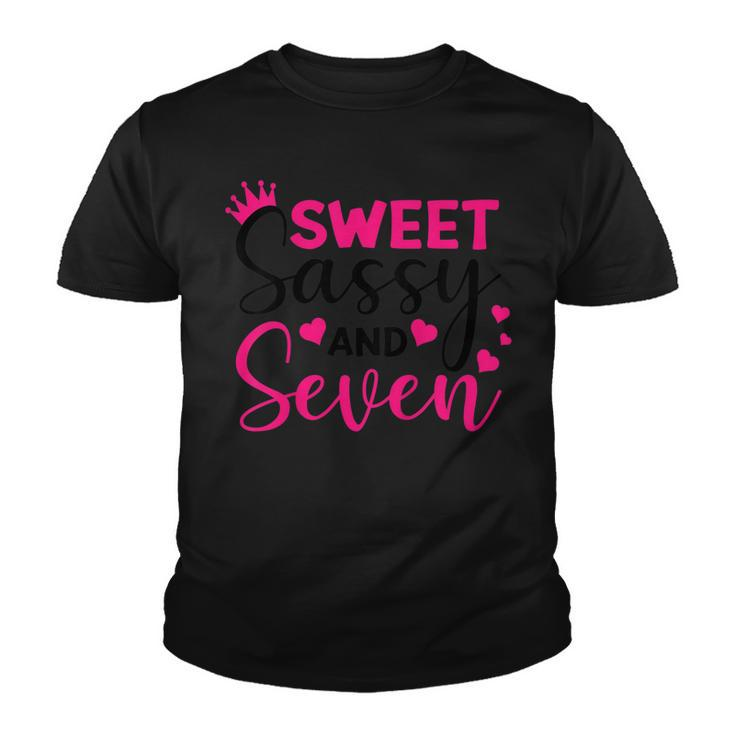 Kids Happy 7Th Birthday Sweet Sassy And Seven Girls 7 Years Old  V2 Youth T-shirt