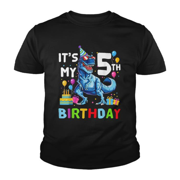Kids It&8217S My 5Th Birthday Happy 5 Years Dinosaurrex Youth T-shirt
