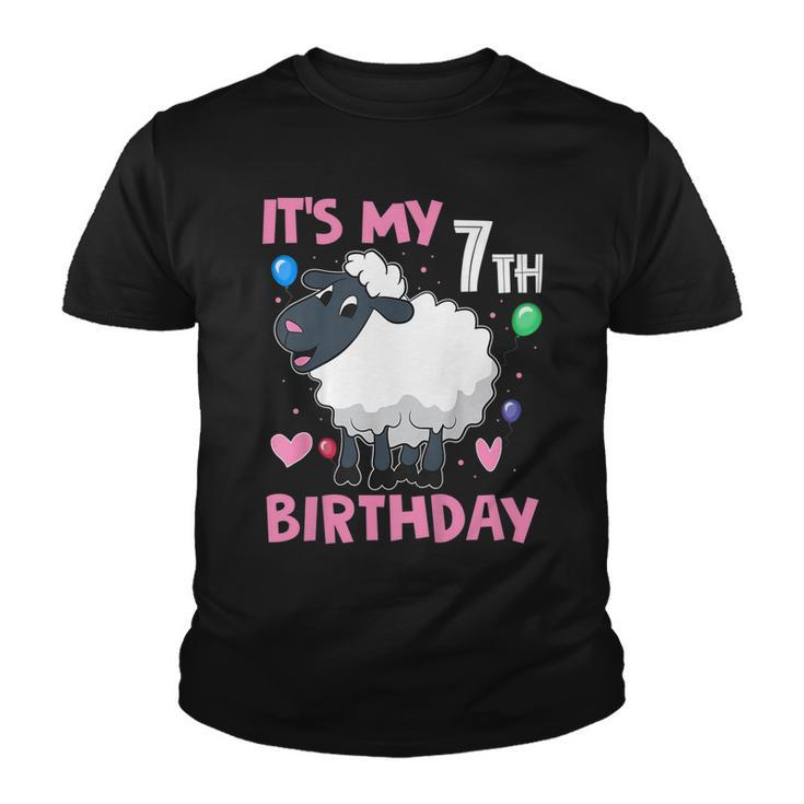 Kids Its My 7Th Birthday - Farm Sheep Lovers Gift For Girls  Youth T-shirt
