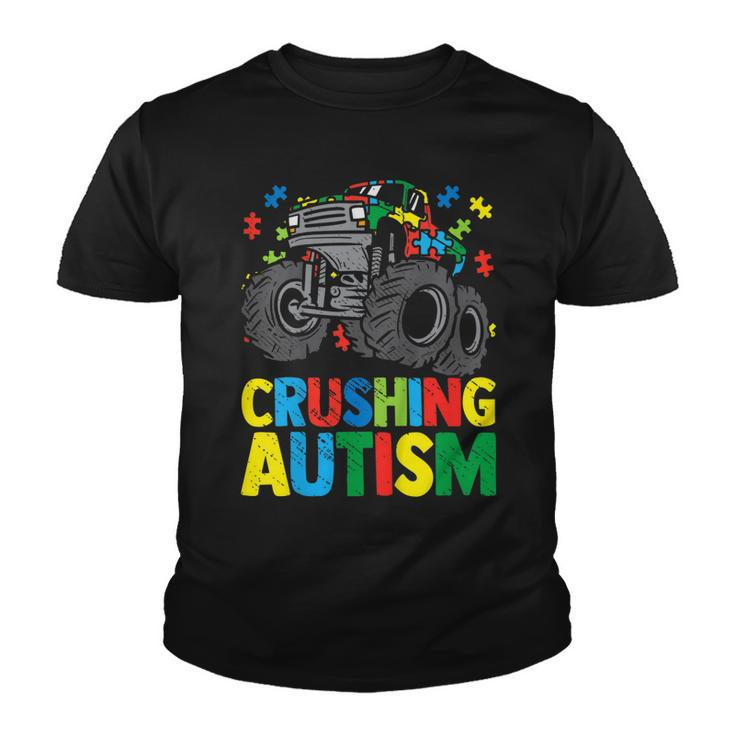 Kids Monster Truck Crushing Austim  Autism Awareness  Youth T-shirt