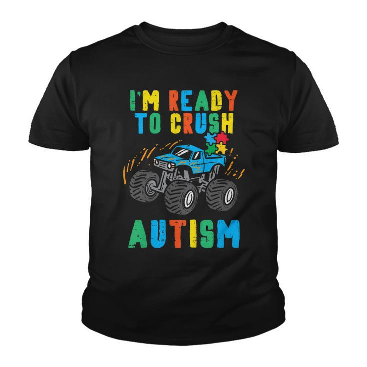 Kids Monster Truck Ready To Crush Autism Awareness Toddler Boys  Youth T-shirt